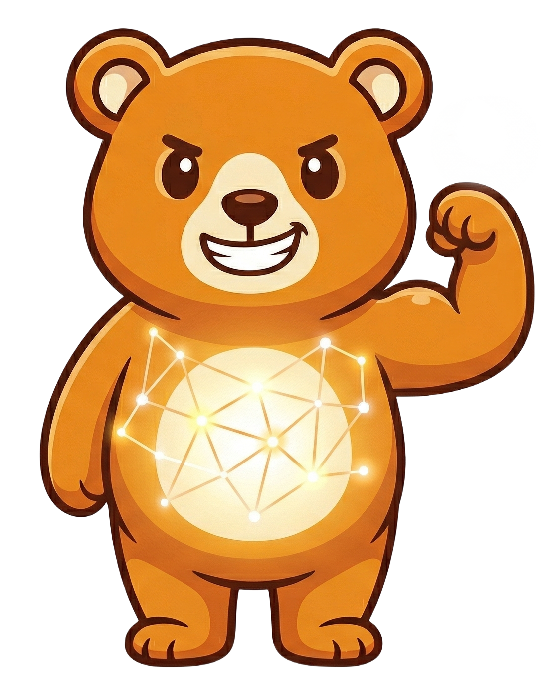 PawPaw the bear flexing, hyped about the community